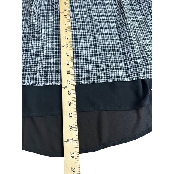 Michael Kors Womens Black & White Plaid Short Sleeve Top With Split Back Medium - Picture 3 of 14